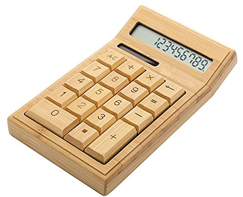 Q87C Solar Taschenrechner Bambus Solarbetriebener elektronische Taschenrechner 12 stellige LCD Anzeige Bürorechner Schulbedarf