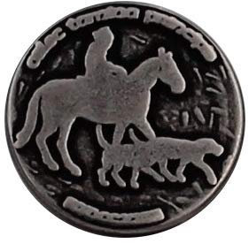 tolle silber antik Metall Knöpfe mit Pferd Hund Reiter Cowboy Motiv Ösenknöpfe 18mm (5 Stück)