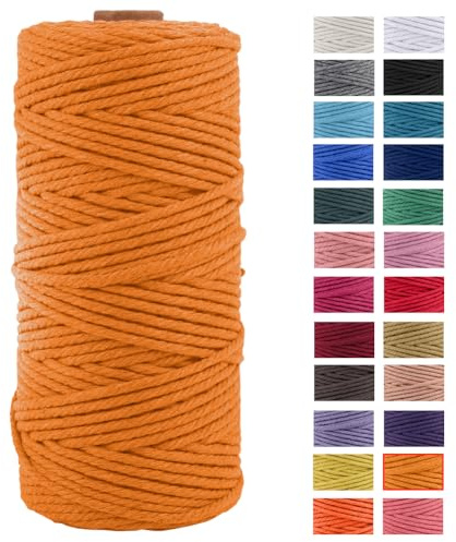 JeogYong Naturliches Baumwolle Garn, Baumwollgarn Makramee-Seil Weiches Baumwoll-Seil, zum Wandbehänge, Pflanzenhalter, Basteln, Heimtextilien, Geschenkverpackung 3mm x 109 Yards (Golden)