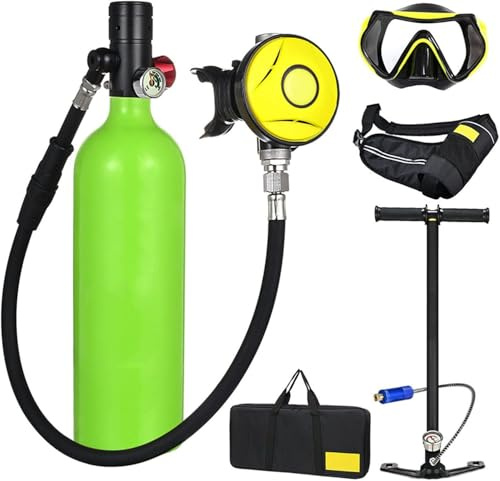 Tauchwagen Scuba Diving Cylinder, tragbar, Flasche mit 1 Liter Sauerstoff, 20 Minuten Kapazität, Tauchausrüstung zum Schnorcheln, Grün