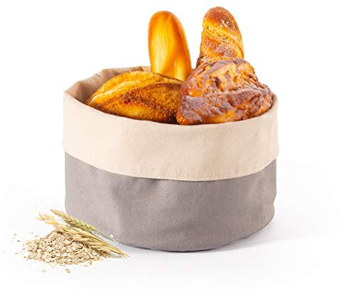 Portapane in Cotone Sacchetto per Pane da Tavola Cestino Pane Stoffa Borsa Riutilizzabile per il Pane per l'Approvvigionamento e la Conservazione di Pane Prodotti da Forno Frutta Cereali 25 x 22,5 cm