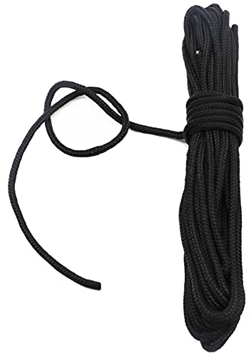 Fuwok Cordoncino in nylon satinato, 2/3/4/6/8/10 mm, 20 m (19,5 m), corda in seta a sonaglio, per tutti gli usi, corda in nylon intrecciata in colori assortiti (nero, 2 mm)
