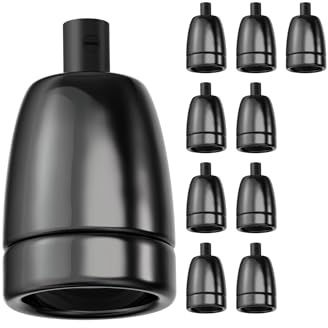 ledscom.de 10x E27 Fassung, Porzellan, schwarz, 230V AC, max. 300W