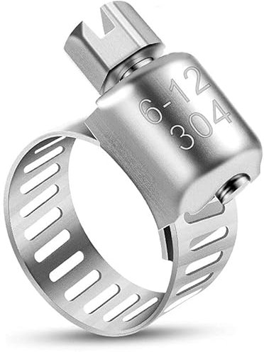 KLYMY Schlauchklemmen einstellbar, Edelstahl-Rohrclipsanzug, 10 stücke Edelstahl-Antrieb Schlauchklemmen 6-12mm Alle Stahl-Tri-Klemme einstellbar Schlauch Rohrclip (Größe: Durchmesser 6-12mm)