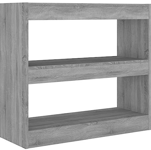 vidaXL Bücherregal Raumteiler Standregal Aktenregal Wandregal Regal Raumtrenner Aufbewahrung Büroregal Mehrzweckregal Grau Sonoma 80x30x72cm
