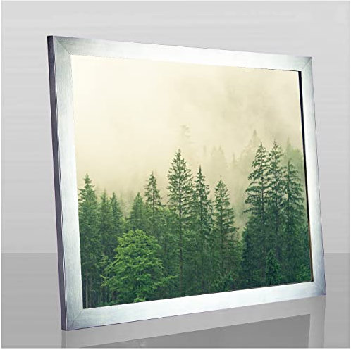 Monaldo Deluxe Bilderrahmen Posterrahmen 100 x 70 cm Alu Geschliffen Dekor Wechselrahmen weisser Hintergrund Antireflex Kunstglas