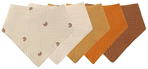 Uposao 5Pcs Bavoirs Bebe Triangle, Soft & Absorbing, Garçon Fille Bavette Bandana Coton avec 2 Bouton Réglable pour Unisexes Bebe