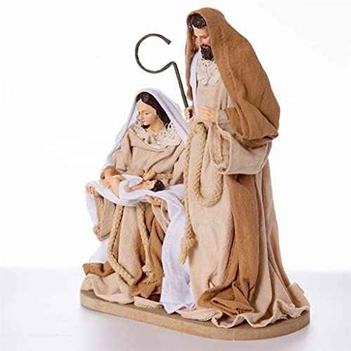 EVANEM Nativity Set Christmas Figurines Nativity Scene Set 21.5×11.5×24.5cm, For Christmas Crib Ornament Church Xmas Gift Home Decoration
