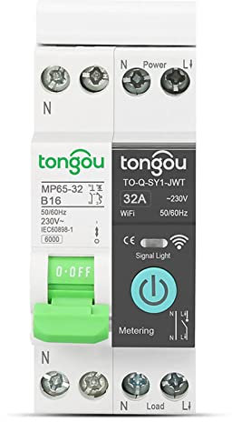 RANRAO 32A WLAN Smart Leitungsschutzschalter, 1P Hutschiene Circuit Breaker MCB Schutzschalter, Zeitschalter Fernbedienung Smart Timer, Mit Metering von TUYA/Smart Life APP