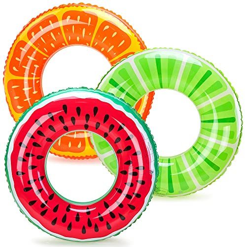 Lubibi 3 Pezzi Salvagente Gonfiabile,90 CM Anello da nuoto,Swim Ring kiwi arancia Giocattoli estivi da Piscina per Piscina Festa Vacanza Decorazione per Bambini Adulti per Spiaggia o Piscina