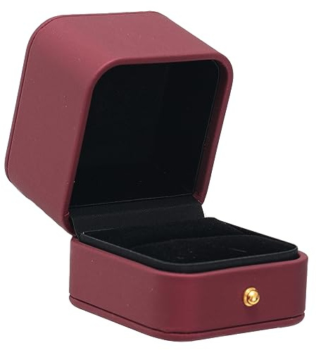PATIKIL Samt Ring Box Einzel Slot Hochzeit Ring Box Schmuck Halterung Rot | Vintage, Für Verlobung Antrag Zeremonie, Jahrestag