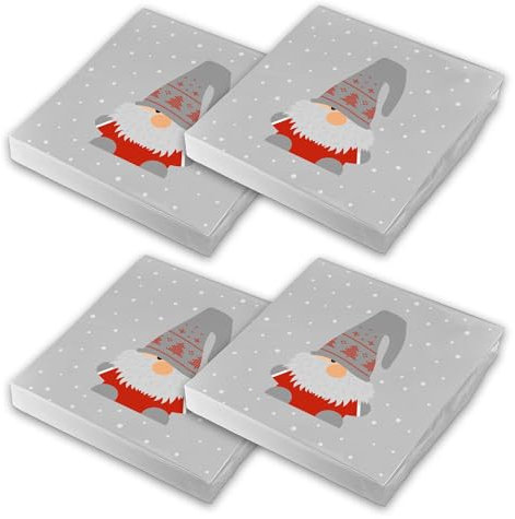 itenga Servietten Winter und Weihnachten Weihnachtsservietten 30 x 30cm 3-lagig 80 Stück für Weihnachten Weihnachtsfeier Wichteln und andere Feiern (Wichtel)