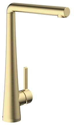 Bristan Pine Kitchen Tap, Brushed Brass, PNE EFSNK BB | Swivel spout, Top fix EasyFit installation, Eco Start saves energy, Single lever, Kitchen mixer tap, Lifetime Cover