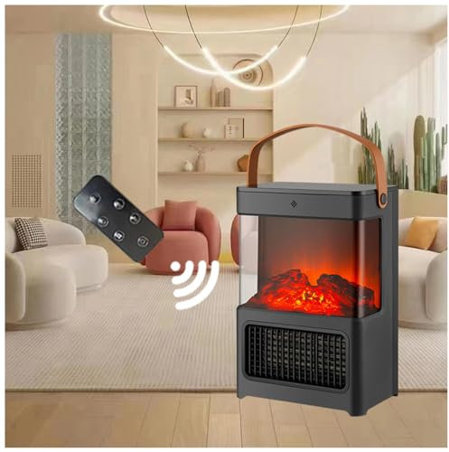 MELLYD Estufa Gas Imitacion LeñA Tres Segundos De Calentamiento RáPido, Tres Niveles De Ajuste, Chimenea Decorativa, con Control Remoto Estufas De LeñA Interior