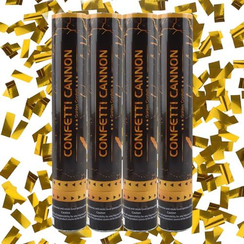 Taozoey Confetti Cannons*4, Confetti Cannons Gold, Party Poppers, Handheld Confetti Tube, for Celebrations, Birthdays, Weddings and Parties (Gold)