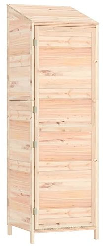 Armoire de Jardin en Bois Remise Outils Cabane Extérieur, Jardinage Abri de Stockage Abri de Rangement Toit en Pente, pour Maison, Jardin, Cour, 55x52x174,5 cm