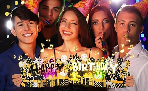 LITTLEJSY Geburtstagskarte, Pop-Up-Musik-Geburtstagskarten mit Licht, Kerze ausblasen und abspielen, Happy Birthday Musikkarte, Grußkarten, Geschenke für Frauen, Männer, Ihn, Sie