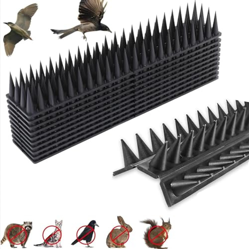 3-Reihigen Taubenabwehr Spikes, 5.4 Meter Vogelabwehr Spikes Kunststoff Taubenschutz, Taubenschreck für Balkon, für Tauben Abschreckung Vogel Oder Tiere Weg zu Halten (12 Stück)