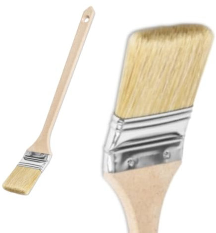 10x Heizkörperpinsel 63 mm mit langem Holzgriff – Flachpinsel für Ecken & schwer zugängliche Stellen – Profi-Malerpinsel für Lack, Öl, Lasur (10 Stück)