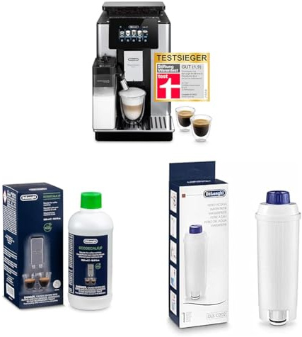 De'Longhi PrimaDonna Soul Perfetto ECAM 612.55.SB Kaffeevollautomat mit LatteCrema Milchsystem + Original EcoDecalk DLSC 500 Entkalker Wasserfilter DLSC002