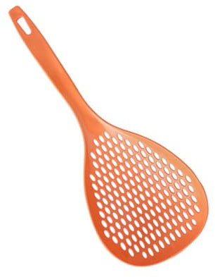 Cucchiaio per Schiumarola in Plastica Resistente Al Calore, Mestolo da in Stile Giapponese con Manico Lungo con Filtro a Rete, Cottura Pulita (ORANGE)