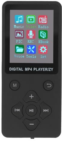 MP4 Music Player, 32GB Portable HiFi MP3 Player with Color Screen, Support AMV Video, Stylish Noise Canceling Recorder for Entertainment and Gym Fitness (Black)