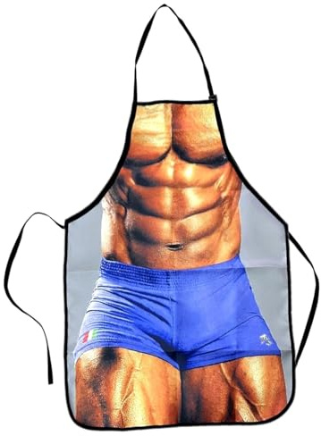 JZK Sexy muscle man novelty adult men funny apron for BBQ party, hilarious pranks gift for man birthday, Christmas joke present for him, bachelor party game accessory, bodybuilder gift