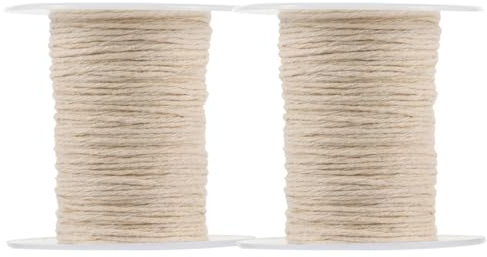NUOBESTY 2 Rollos De Cuerda De Mecha De AlgodóN para Velas, 60 Metros De Hilo Preencerado para Hacer Velas DIY, Material Natural Sin Humo para Manualidades