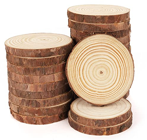 16er Set Holzscheiben 10cm, Runde Holzstücke 1cm Dick, Holzscheiben zum Basteln 9-10 cm ohne Loch, Baumscheiben 10cm für DIY-Basteleien