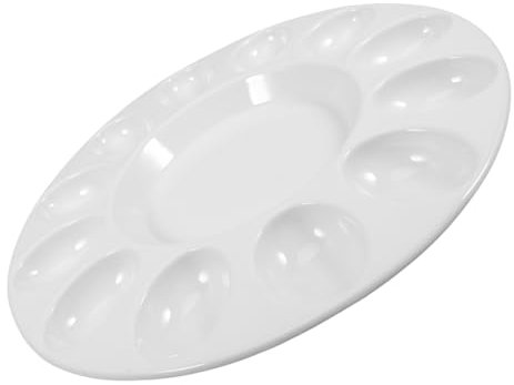 ABOOFAN Plato Cerámico para Huevos De Pascua Soporte De Almacenamiento para Huevos Rellenos y Diseño De Múltiples Compartimentos