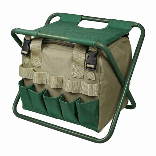 Porte-Outil de Jardinage de Grande capacité, Poignée Confortable, Design humanisé, Sac de Jardin de avec Tabouret Pliant, Excellent pour Les Jardiniers, en Tissu