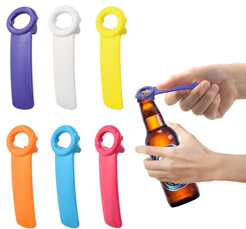 Easy Jar Key Opener, 6 PCS Jar Grippers,Manual Can Lid Opener, Bottle Beer Open Tool, 6 Colours,Suitable for Glass Jar Lids and Beer Caps,Easy for Elderly and Women, Compact & Easy to Use
