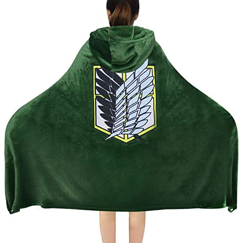 Claofoc - Mantello con cappuccio per cosplay di anime, in flanella verde, cappotto per adulti, per Carnevale e Halloween