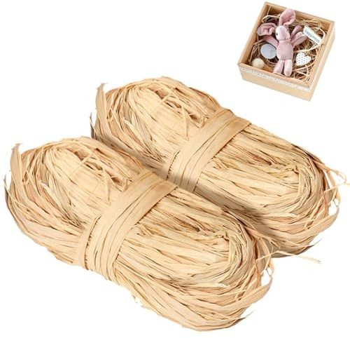 Raffiabast,2 Stück Naturbast,Füllmaterial Geschenk,zum Basteln Dekoration,DIY Weben,Garten,Hochzeit,Blumenstrauß,Geschenkbox Füllmaterial