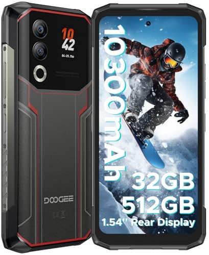 DOOGEE Blade 20 ULTRA Rugged Telefono Cellulare Smartphone, 32GB+512GB Telefono Indistruttibile, 6,6 pollici con display da 1,54 pollici,10300mAh 50MP+8MP, 4G Triple SIM/NFC/Face ID/GPS