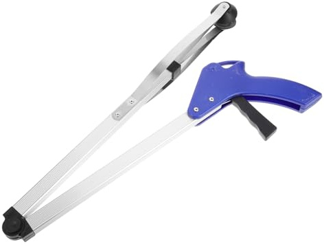FUNOMOCYA Pinza Recogedora Plegable De Aluminio para Exteriores Herramienta Portátil para Basura y Desechos con Mango Antideslizante Azul Ligera y Práctica para Jardinería y Limpieza Ambient