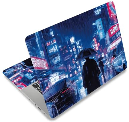 PLIGREAT Laptop Skin Aufkleber Passend Für 12 13 13.3 14 15 Zoll Laptop Neon Stadt Muster Universell Abnehmbar Wasserdicht Notebook Kunst Aufkleber Schutzfolie Netbook PC Abdeckung