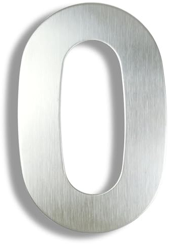 6/8/12 Inch Floating House Numbers Modern Metal Stainless Steel Door Number Silver/Black Mailbox Address Sign with Screws, for Wall Decor Apartment Garden Yard Hotel Cafe Office Street(Silver 0,12In)