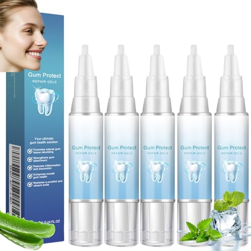 2025 Mullend Teeth Repair Gel,5 Pcs Mullein Gum Repair Gel,Gum Shield Therapy GelTeeth Whitening Essence Pen,Natural Toothpaste Treatment Protect Gums & Oral Care,Deeply Cleaning Revitalizes (5PCS)