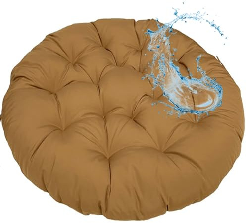 Rundes Papasansessel Kissen Wasserdicht Sitzkissen Hängesessel Outdoor/Indoor Bodenkissen Kissen für Schwenksessel, Korbsessel Outdoor Gartenmöbel Sitzauflage Auflage(Leichter Kaffee,50x50cm)