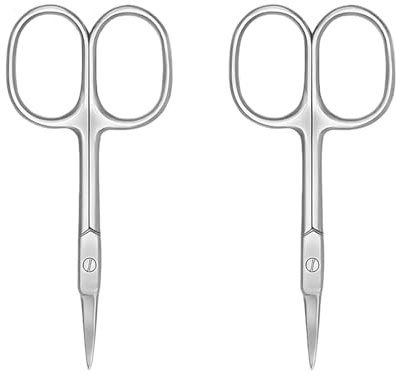 2pcs Nail Scissors, Professional Stainless Steel Curved Cuticle Sharp Dead Skin Scissors Manicure Pointed Beauty for Trimming Eyebrows, Nose Hair and Dead Skin,Sharp Grooming Tool