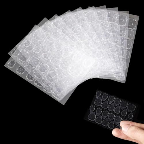 360 Piezas(15 Hojas) Adhesivo de Pegamento para Uñas Doble Cara, Uñas Postizas Autoadhesivas Adhesivo Transparentes, Impermeable Gelatina Adhesiva Pegatinas para Uñas Postiza