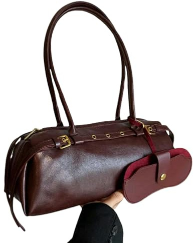 Gyios Handtasche Frauen Pu Schultertasche Mit Schnalle Dekoration, Mode Große Kapazität All-Match Tasche-rot