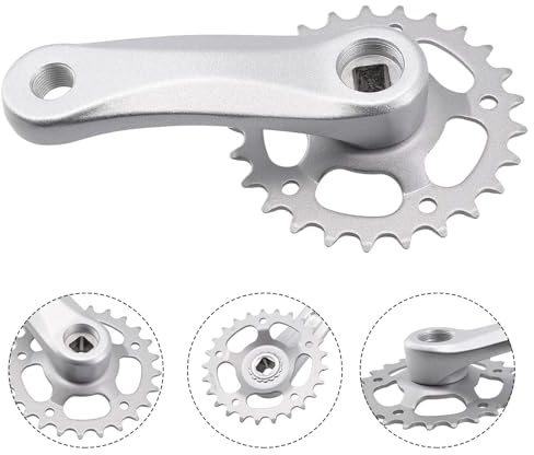 FUANA Single Speed Fahrrad-Kurbelgarnitur für Kinder, 25T/28T Aluminiumlegierung Kettenblatt mit quadratischem Kegel-Tretlager, 102 mm/114 mm Kurbelarm, Fahrrad-Reparatur-Set