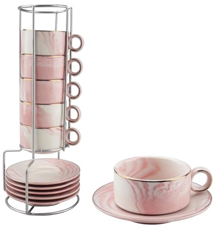 inodiref Espressotassen Set Keramik Espresso Tassen Set 80ml Kaffeetassen set 6er Mit Untertasse Handfertigung Kaffeetassen Mit Untertassen Und Ständer