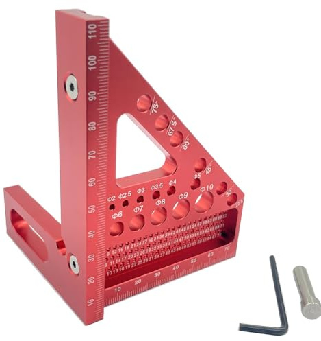 Woodworking Square Protractor, Aluminum Alloy Precision Miter Triangular Ruler, 3D Multi Angle Measuring Tool with Angle Position Pin, 22.5-90 Degree for Carpentry & Crafts