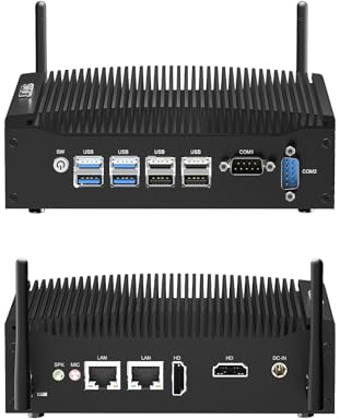 JOVCOR Industrial Mini PC, Fanless PC i3-10110U, 16GB RAM 512GB SSD, Win 11 Pro, Dual RJ45 LAN, WiFi5 BT4.2, Ordenadore Industrial Wake on LAN