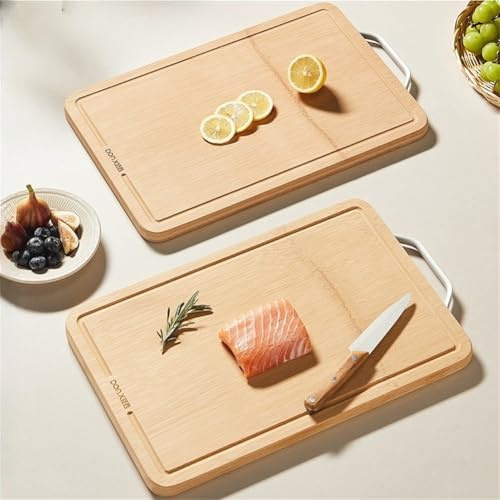 NiuLumea Wooden Cutting Board Rectangle Wood Colour Kitchen Chopping Board for Fruit Vegetables and Bread Serving Platter 30x45cm
