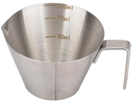 Guangcailun Vaso de extracción de acero inoxidable duradero con escala Vaso medidor de líquidos Características Fácil de limpiar Cada receta Mango medidor de onzas Líquido Grado, Plata