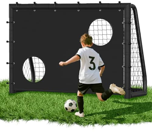 Mantigositeen-Metall Fußballtor,Fußballtor mit Stahlrahmen mit Polsterung, Erdhaken für Strand, Park, Trainingstore, Spielplatz, Hinterhof, Garten